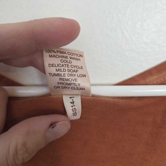 Peruvian Connection Orange 100% Pima Cotton Lightweight Minimalist Tank Top XL - Picture 4 of 5